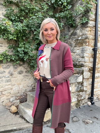 Francesca Knitted Coat in Burgundy