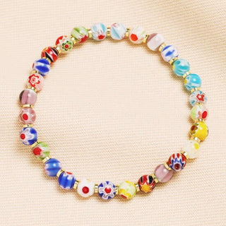 Rainbow Beaded Glass Bracelet