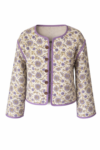 Peony Woodblock print Cotton jacket