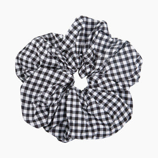 Large Gingham Scrunchie in Black: One-size