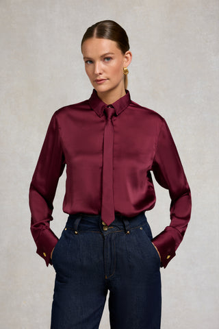 Georgina Satin Shirt Mulberry