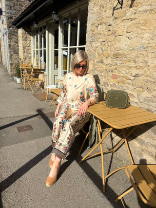 Floral Trousers in Ivory