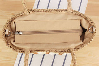 Straw Basket Bag: Beige
