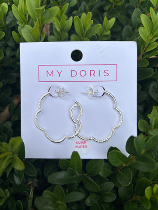 SILVER FLOWER HOOPS