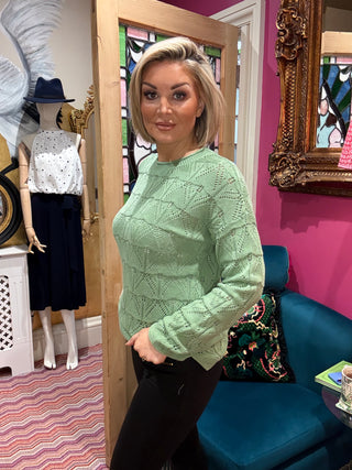 Eden Jumper (Pointelle knit)-Soft Sage