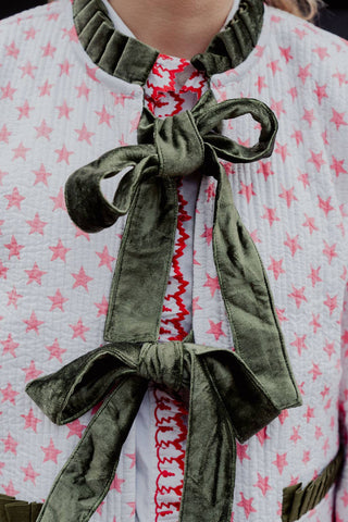 Reversible Jacket - Yellow/Green Floral with Pink Star Reverse