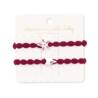 CHARM HAIR TIE SILVER STAR WINE SET OF 2