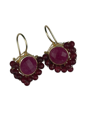 PINK QUARTZ GEMSTONE HOOK EARRINGS