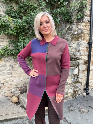 Francesca Knitted Coat in Burgundy