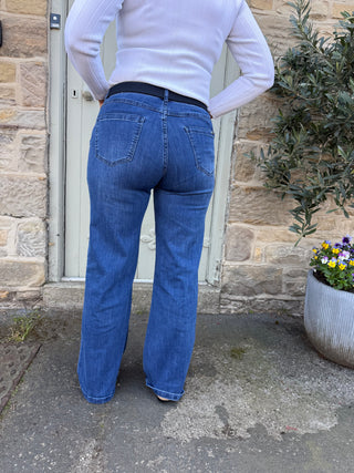 Goldie | Classic Wide-Leg Stretch Jeans  Medium Denim Blue