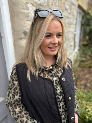 Leopard Print Chiffon Shirt Khaki