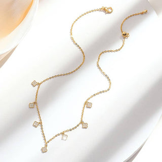 Mini Multi Clover Drop Necklace in Gold