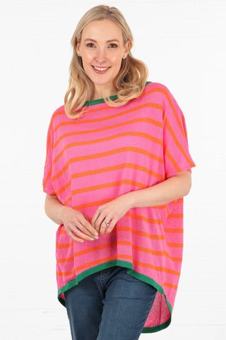 Short sleeve Cotton Jumper Pink/Orange