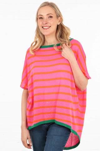 Short sleeve Cotton Jumper Pink/Orange