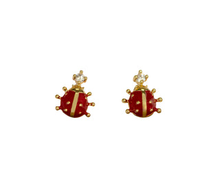 Ladybird Earring in Red & Gold