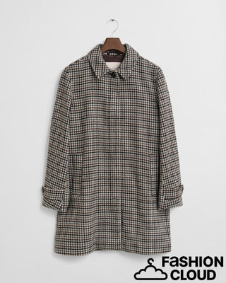 Checked Wool Blend Car Coat