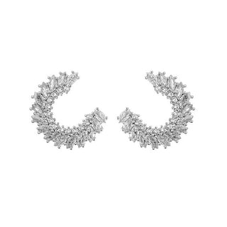 Cubic Zirconia Open Circle Earring in Silver