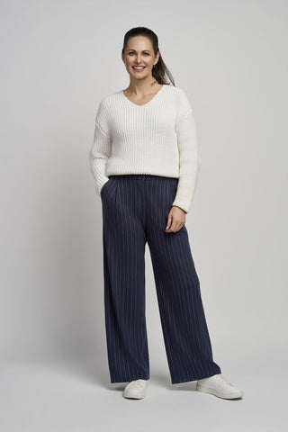 Wide Leg Wool Touch Trouser in Deep Tide