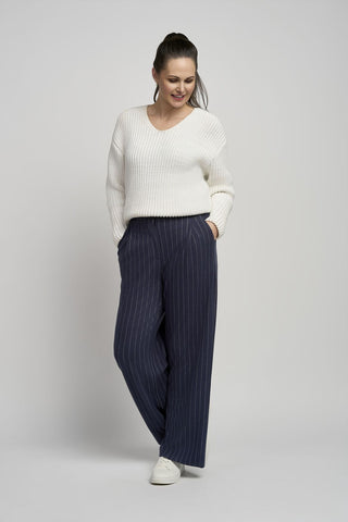 Wide Leg Wool Touch Trouser in Deep Tide