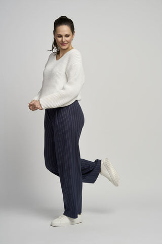 Wide Leg Wool Touch Trouser in Deep Tide