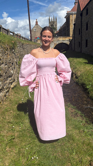SMOCK DRESS PALE PINK