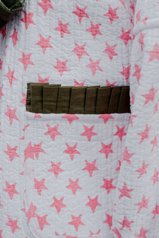 Reversible Jacket - Yellow/Green Floral with Pink Star Reverse