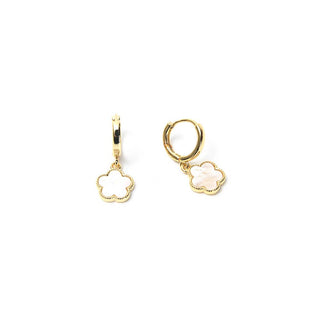 5 Petal Flower Huggie Earring in Mother of Pearl