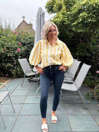 Striped denim jacket - Yellow