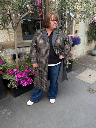 Wool Blend Plaid Double-Faced Coat