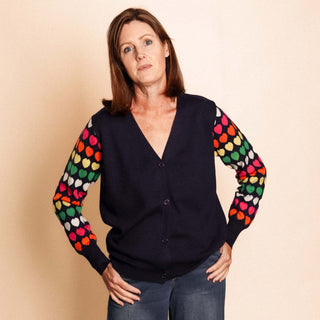 CARDIGAN MINI HEARTS NAVY