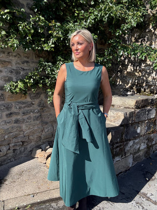 Flared taffeta dress - EMERALD