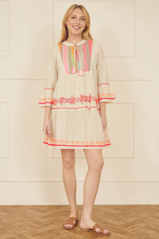 Yumi White Embroidered Cotton Tunic