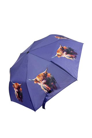 Scottish Highland Cow Umbrella (Short): Blue