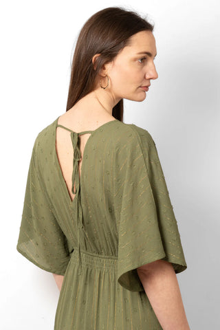 Sienna Maxi Kaftan Dress - Khaki/Gold, Metallic Stripe