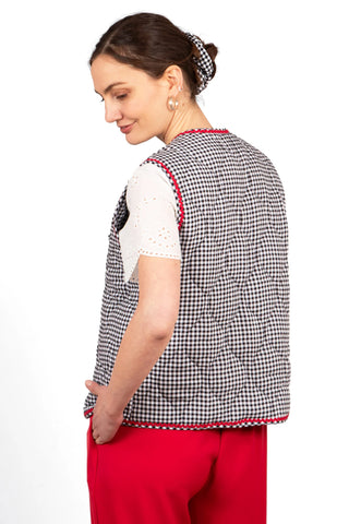 Noa Quilted Gilet - Black Gingham