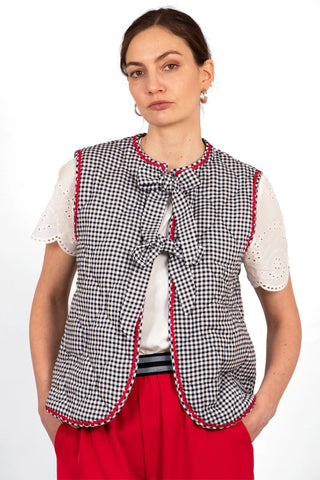 Noa Quilted Gilet - Black Gingham
