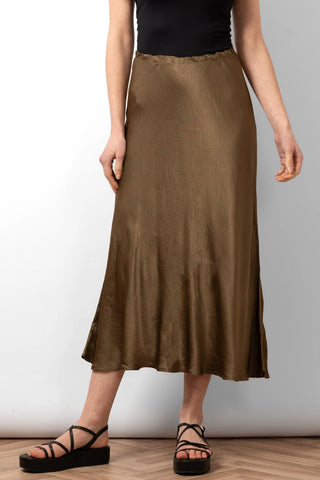 Cassie Midi Slip Skirt - Khaki