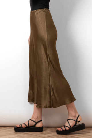 Cassie Midi Slip Skirt - Khaki