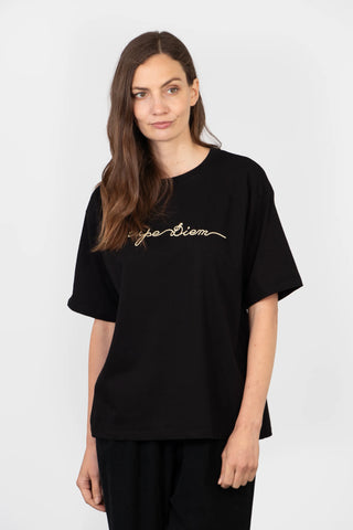 "Carpe Diem" Cotton T shirt Black
