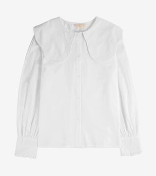 Cammie long Sleeve Cotton shirt in White with Pilgrim Collar