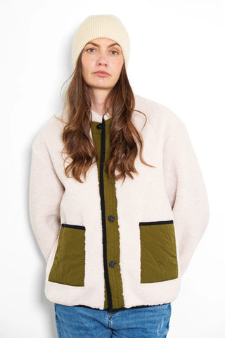 Connie Reversible Jacket in Khaki,Cream