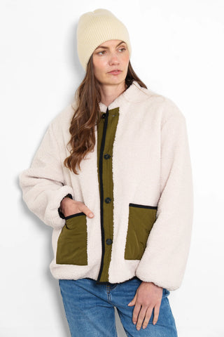 Connie Reversible Jacket in Khaki,Cream
