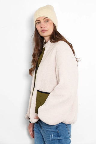 Connie Reversible Jacket in Khaki,Cream