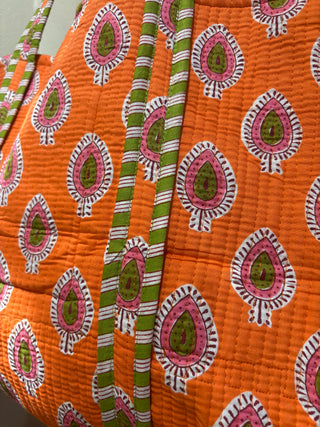 Fabric Tote Bag Printed Pattern Orange