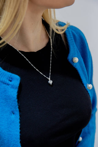 Twisted Chain Heart Necklace in Silver