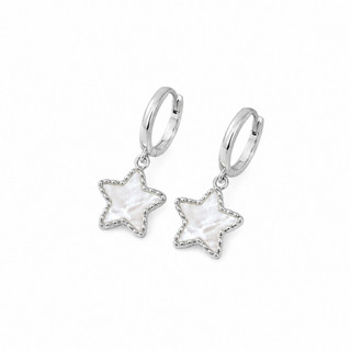 Pearlescent Star Pendant Huggie in Silver