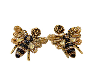 Beaded Bee Earring in Gold