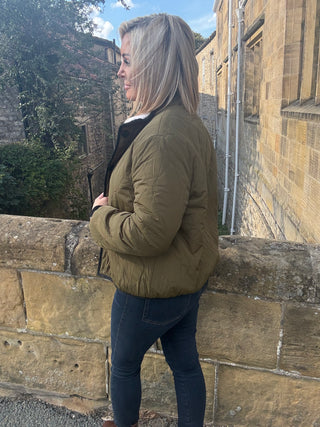 Connie Reversible Jacket in Khaki,Cream