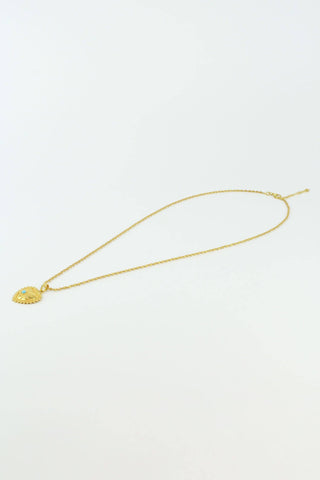 GOLD TURQUOISE MATRIX HEART EYE LONG PENDANT NECKLACE