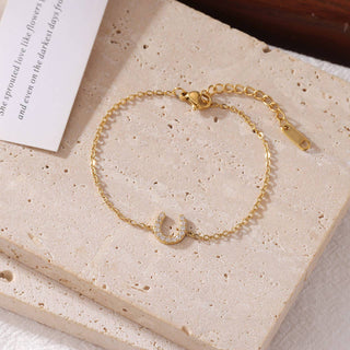 Horseshoe Charm Bracelet in Gold